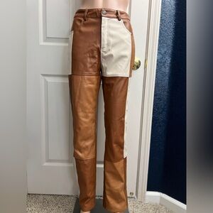 Rehab Women's Straight Leg Jeans in Brown and Cream